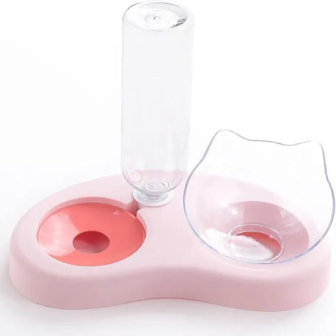 Distributeur Automatique d'Eau et de Nourriture pour Animaux - Bol Incliné pour Chiens et Chats