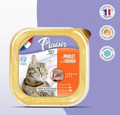 Pâtée Chat Adulte Poulet Plaisir 100g