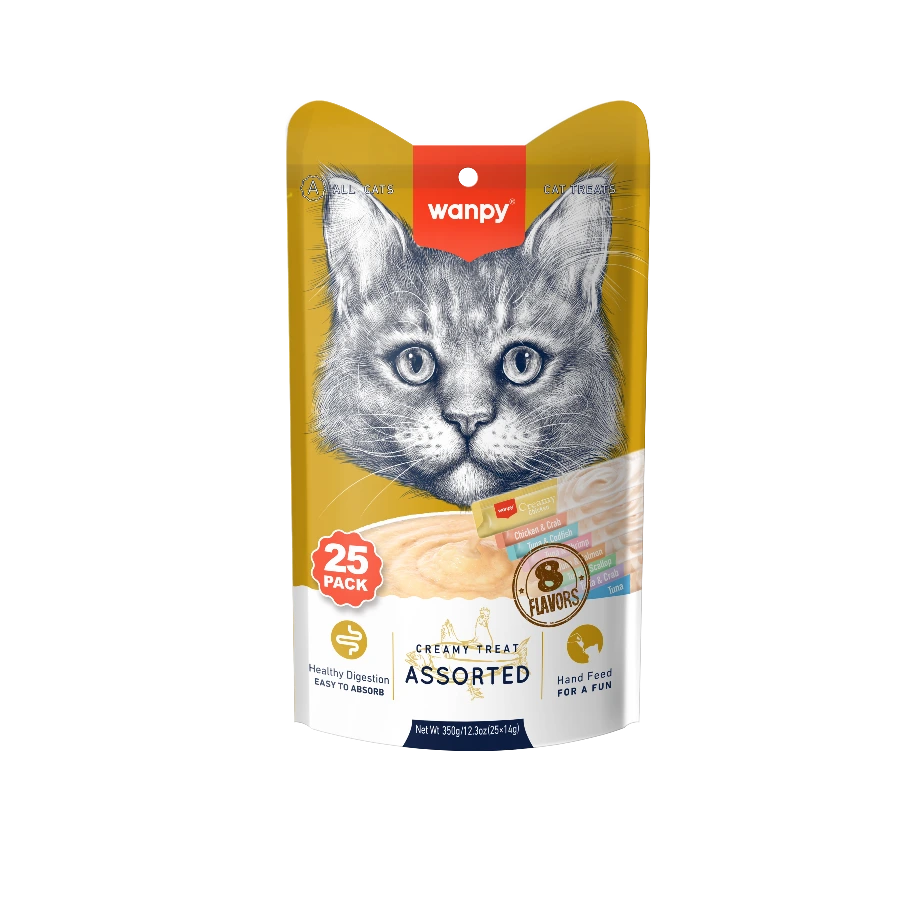 Pack de 25 Friandises Crémeuses pour Chats - Saveurs Variées