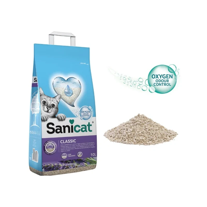 Sanicat Litière Absorbante pour chat parfum lavender 10L