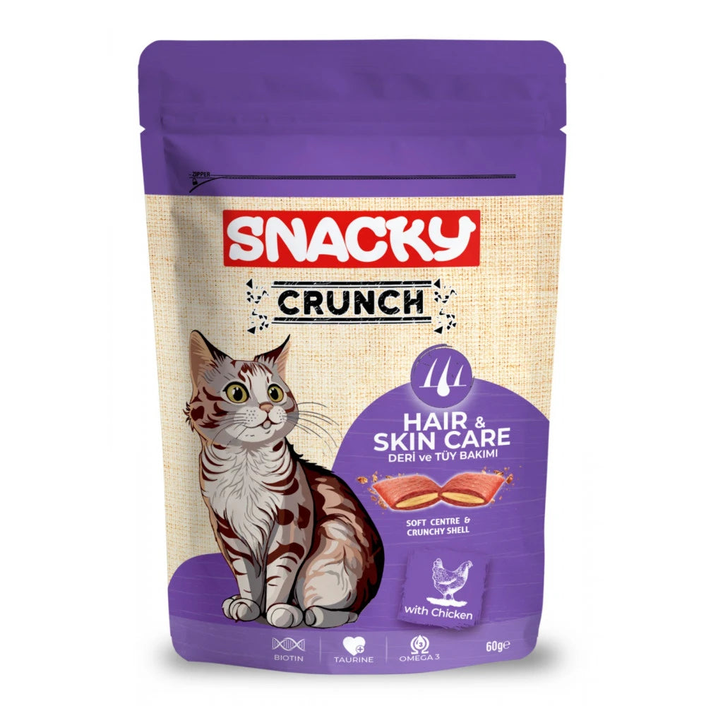 Snacky Cat Crunch P Poulet peau et poils 60 G